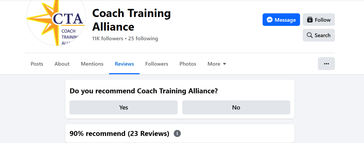 Coach Training Alliance Reviews Facebook